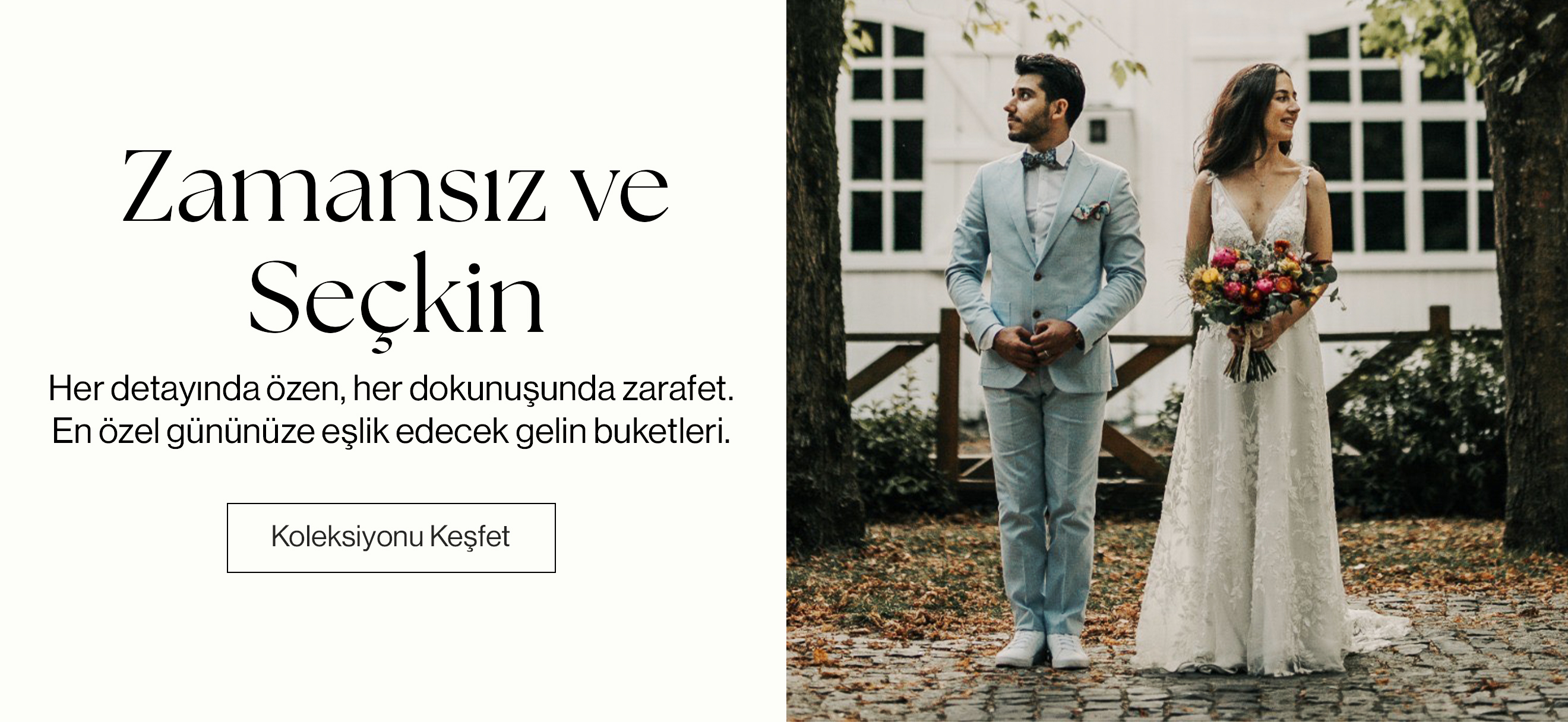 Gelin buketi ile gelin ve damat
